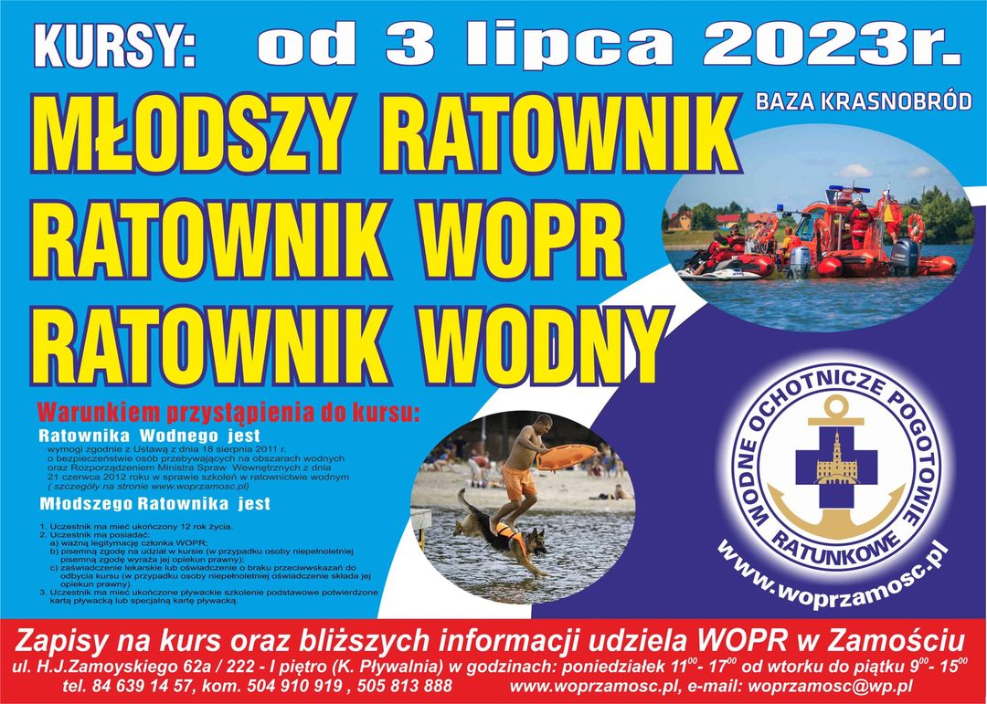 Kurs na Ratownika Wodnego, Młodszego Ratownika i Ratownika WOPR