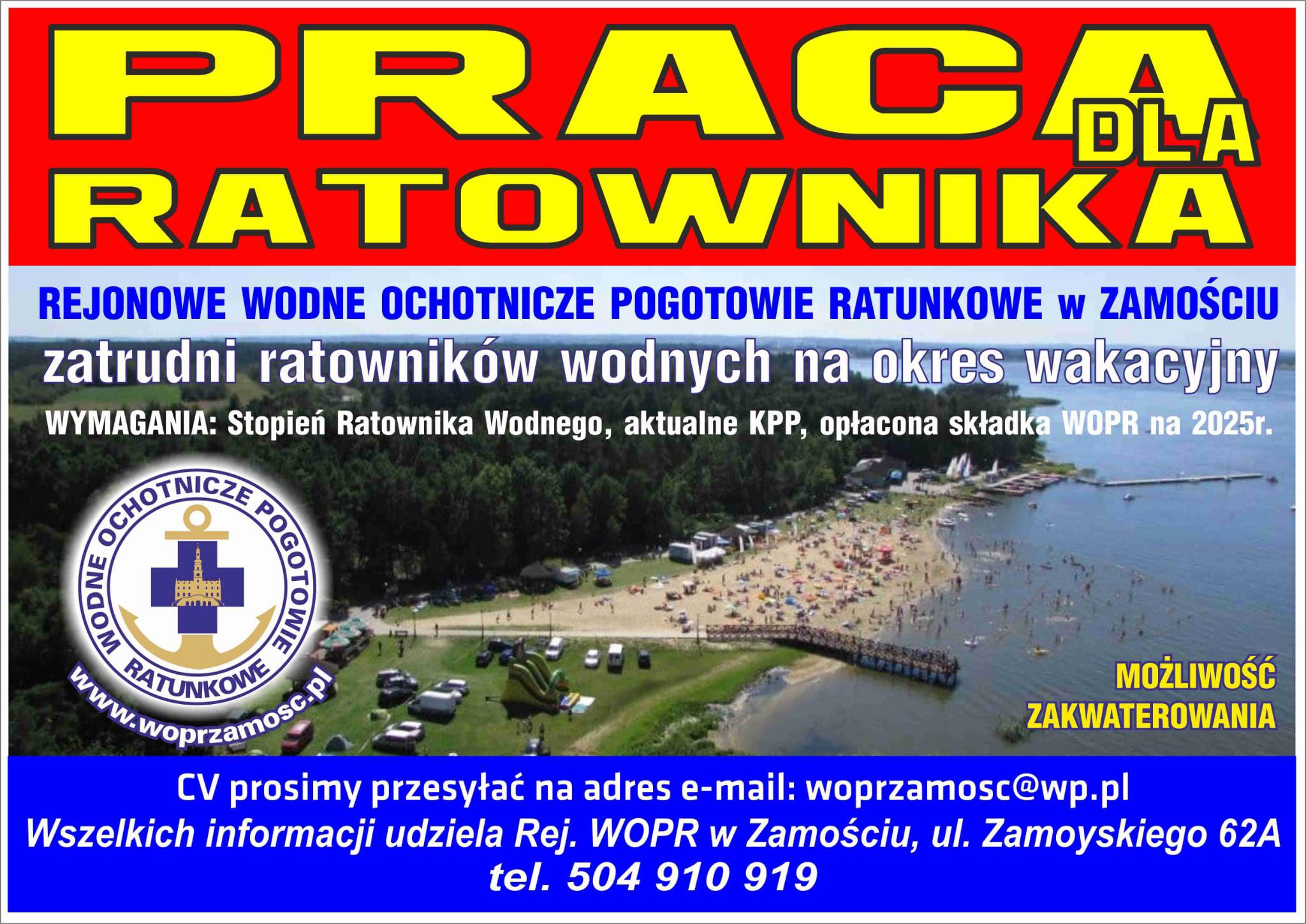 Praca na kąpieliskach obsługiwanych przez WOPR Zamość sezon - 2025