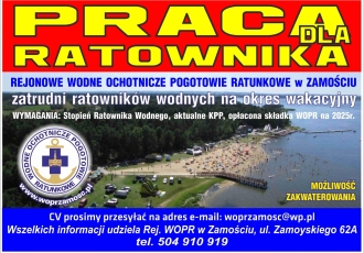 Praca na kąpieliskach obsługiwanych przez WOPR Zamość sezon - 2025